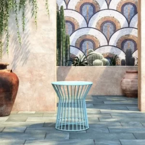Image of Novogratz Roberta Garden Patio Outdoor Side Table Aqua Turquoise Blue