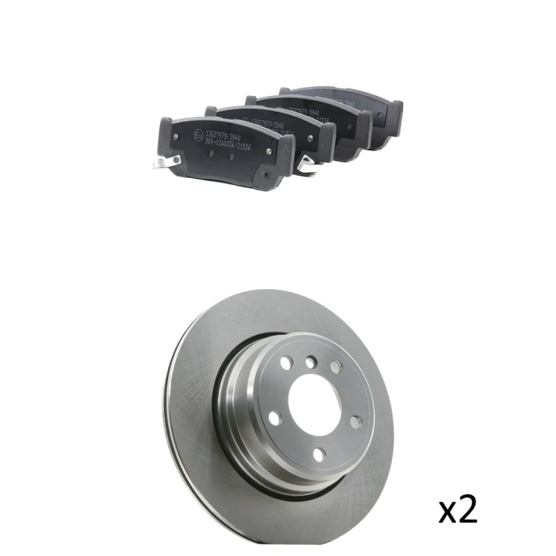 Image of RIDEX 3405B2411 Brake disc and pads set Rear Axle, Brake Disc Type: Externally Vented, with acoustic wear warning Brake Set,disc brakes (3405)