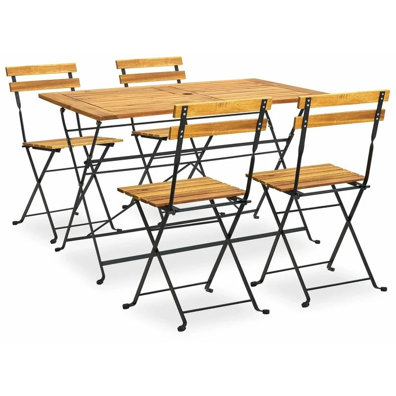 Image of VIDAXL 5 Piece Folding Outdoor Dining Set Solid Acacia Wood Vidaxl 8720286206263