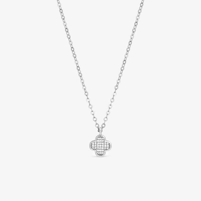 Image of Jon Richard Rhodium Plated Micro Pave Clover Pendant Pendant Necklaces One Size Silver 38828511000