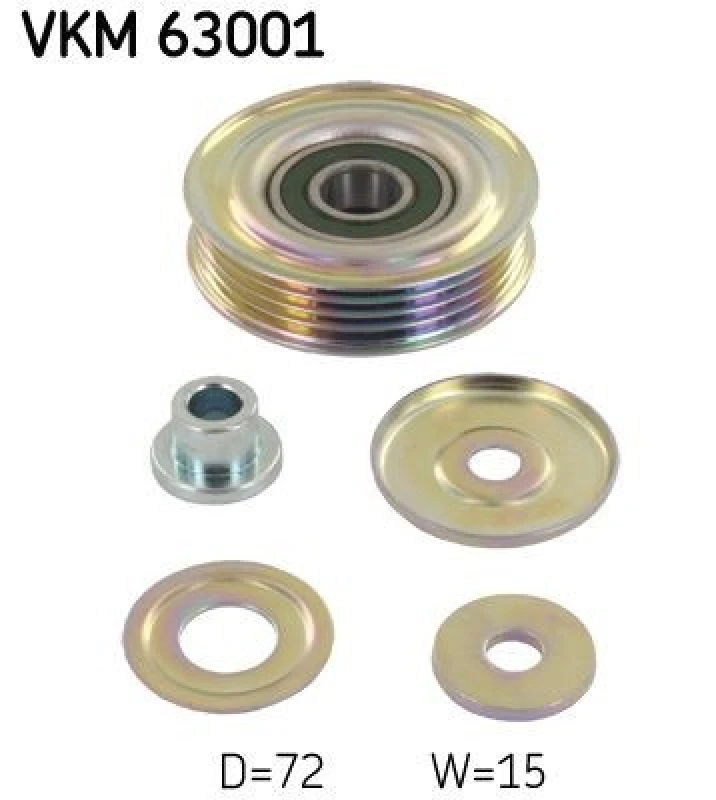 Image of SKF Deflection / guide pulley, V-ribbed belt SKF VKM 63001