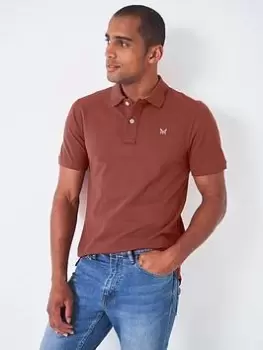 image of Crew Clothing Classic Pique Polo Shirt, Brown Size M Men