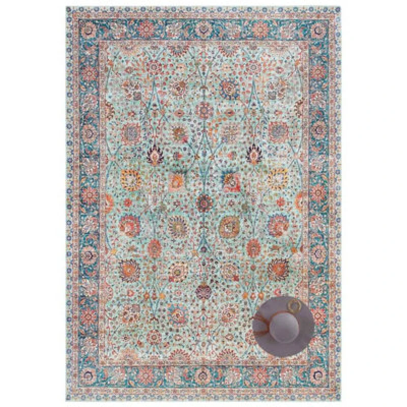Image of The Rugs Keshan Maschad Rug And Runner Oriental Style Polyester 5mm Pile Rug In Green
