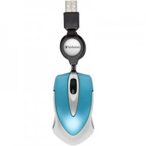 Image of Verbatim Go Mini USB WiFi mouse Optical Cord winder Caribbean blue
