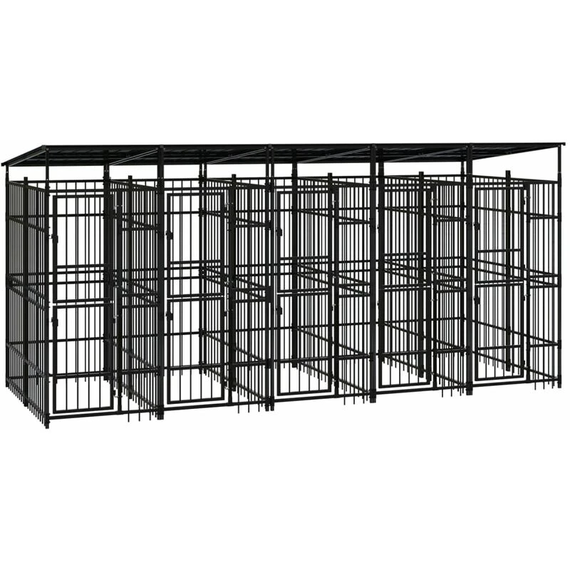 Image of VIDAXL Outdoor Dog Kennel with Roof Steel 9.22 m² Vidaxl 8720286871294