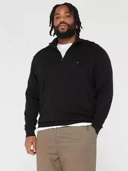 Image of Tommy Hilfiger Bt-pima Org Ctn Cashmere Zmock-b, Black, Size 4XL, Men