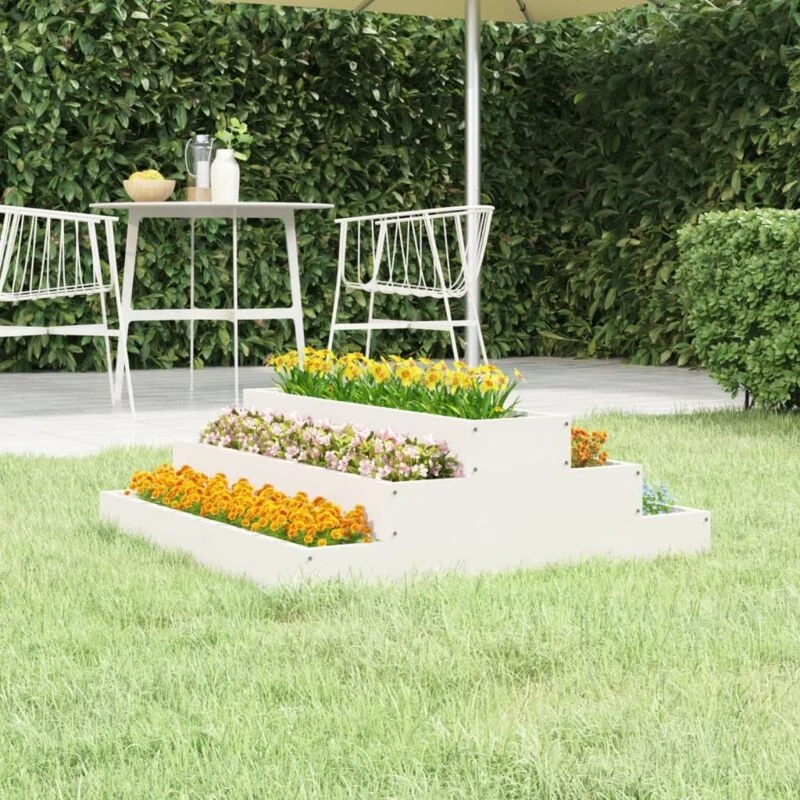 Image of vidaXL Planter White 80x80x27cm Solid Wood Pine, White 823893