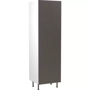 Image of Kitchen Kit Flatpack Slab Kitchen Cabinet Tall Fridge & Freezer 70/30 Unit Super Gloss 600mm in Graphite MFC
