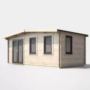 image of Power 10' x 18' Chalet Log Cabin- Left Side Double Door