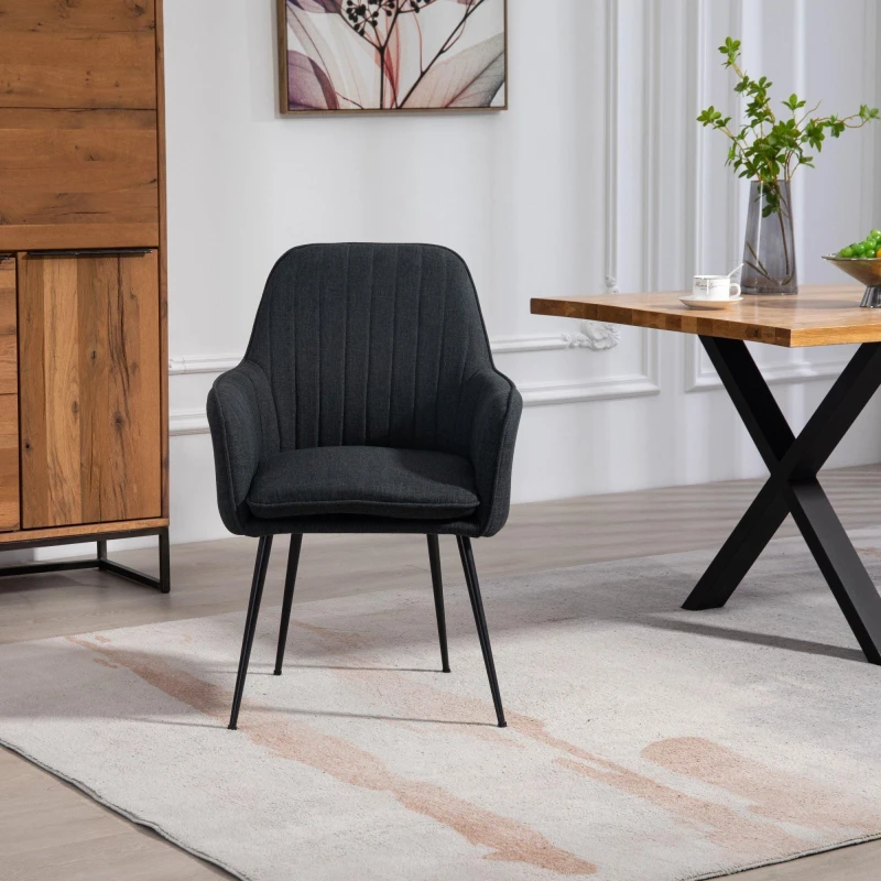 Image of Artemis Home Set of 2 Carrara Fabric Dining Chairs - Set of 2 in Black Unisex