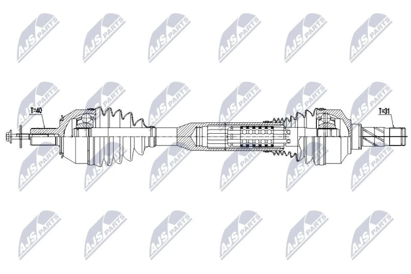 Image of NTY NPW-VV-172 Drive shaft Manual Transmission, Front Axle Left Drive Shaft (13)