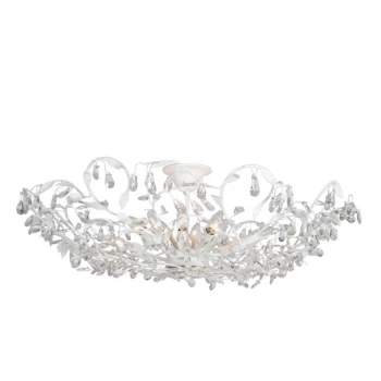 image of Michelan 12 Light Glass & Crystal Ceiling Light White Frosted