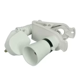 image of Mercury Clip On Switched Lamp Holder Lampholder B22 UK Plug White 1.8m flex