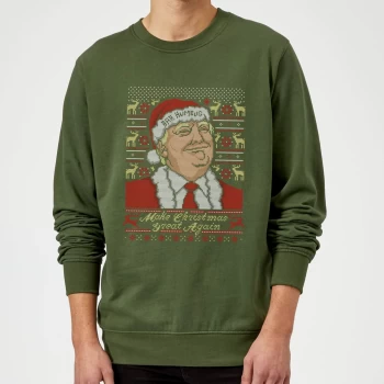 image of Make Christmas Great Again Mens Green Christmas Sweatshirt - L - Green