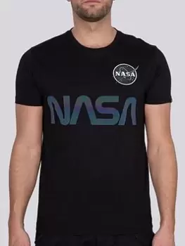 image of Alpha Industries NASA Rainbow T-Shirt - Black, Size 2XL, Men