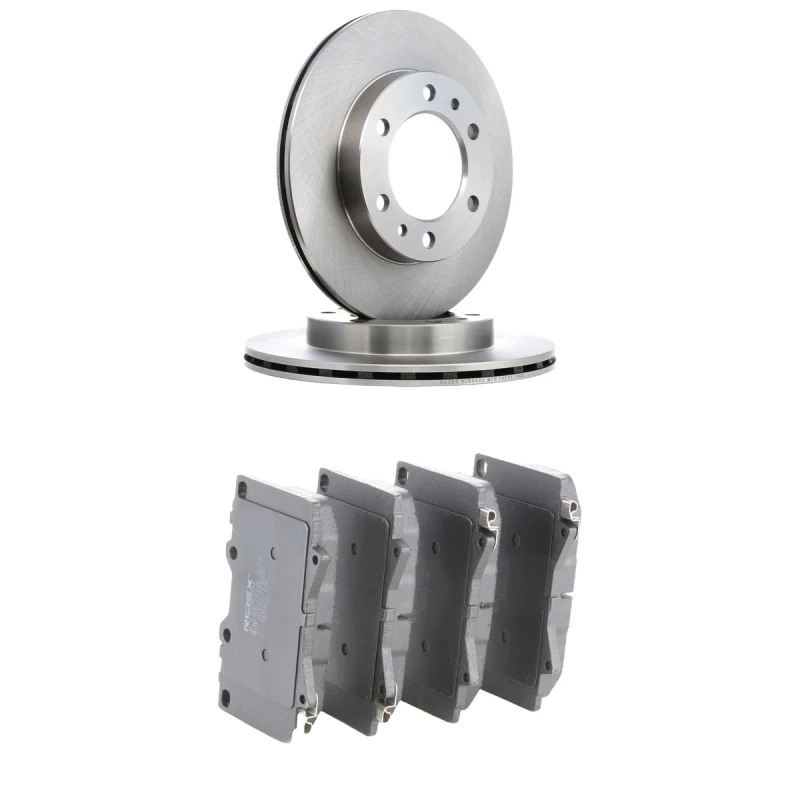 Image of RIDEX 3405B3132 Brake disc and pads set Front Axle, Brake Disc Type: Vented, excl. wear warning contact Brake Set,disc brakes (3405)