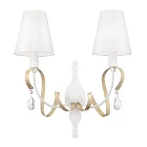 image of Intreccio Wall Candle Lamp White with Gold, 2 Light, E14