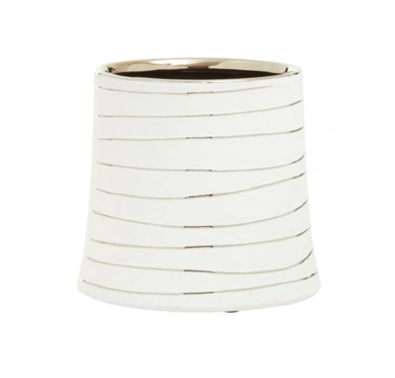 Image of Orsina Haldis Small White Silver Ceramic Planter
