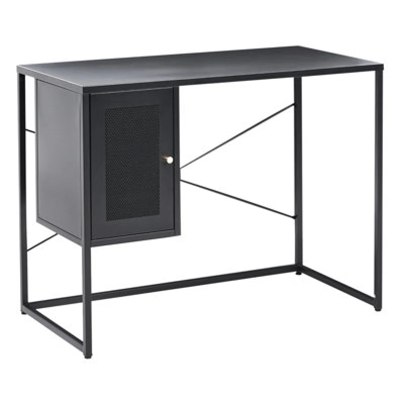 Image of Beliani Home Office Desk Harjo Black 100 Cm 50 Cm With Storage