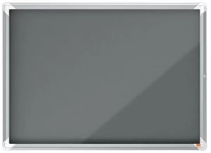 image of Nobo Premium Plus Grey Felt Lockable Notice Board 8xA4