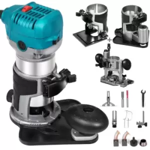 Image of VEVOR 710W Trimmer Router Palm Laminate 1/4" 3/8" Chuck Variable Speed 4 Bases