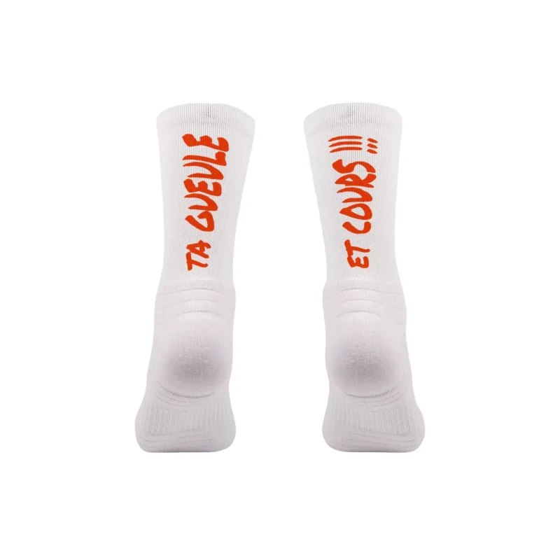 Image of Running socks Les Freres Chaussettes Ta Gueule Et Cours Orange Unisex L (43/46)