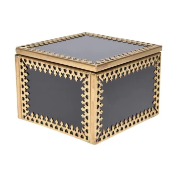 image of Biba Mini Square Jewellery Trinket Box - Black Gold