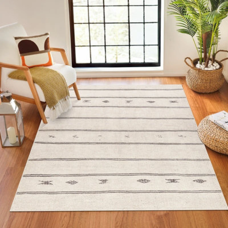 Image of Becki Owens X Livabliss Global Scandi Beige/dark Brown Rivi Area Rug 120 X 170 Cm - Easy Care, Ideal For Living Room & Bedroom