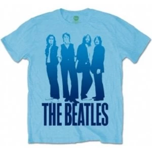 Image of The Beatles - Iconic Image on Logo Mens Large T-Shirt - Blue