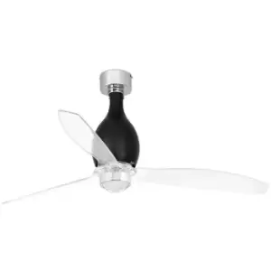 Image of Faro mini eterfan - LED Shiny Black, Transparent Ceiling Fan with dc Motor Smart - Remote Included, 3000K
