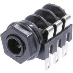 image of 6.35mm audio jack Socket horizontal mount Number of pins 3 Stereo Black Neutrik NMJ6HC S