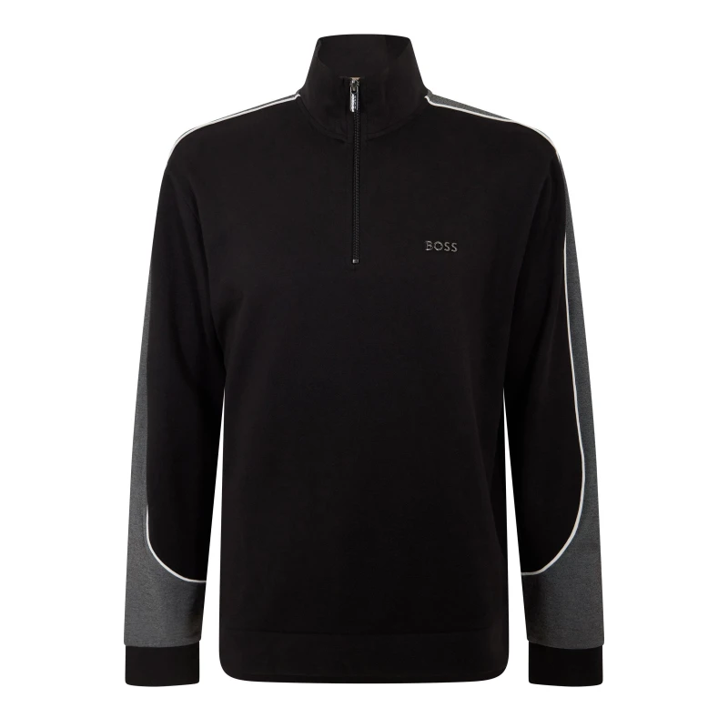 Image of Boss Tracksuit 1/4 Jacket 10269555 Black 001 male XL