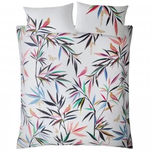 Image of Sara Miller Bamboo Print Duvet Set - White - Super King