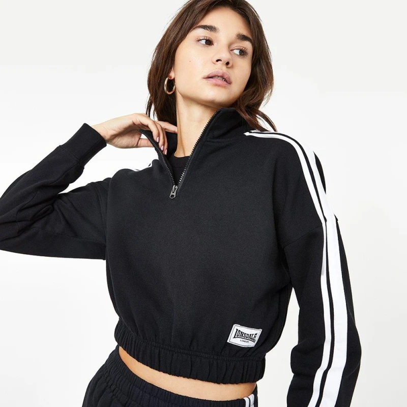 Image of Lonsdale Cropped Sweatshirt - Black 16