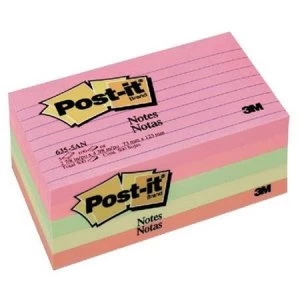 image of Post-it 76 x 127mm Sticky Notes Lined Assorted 5 x 100 Sheets - Cape Town Collection