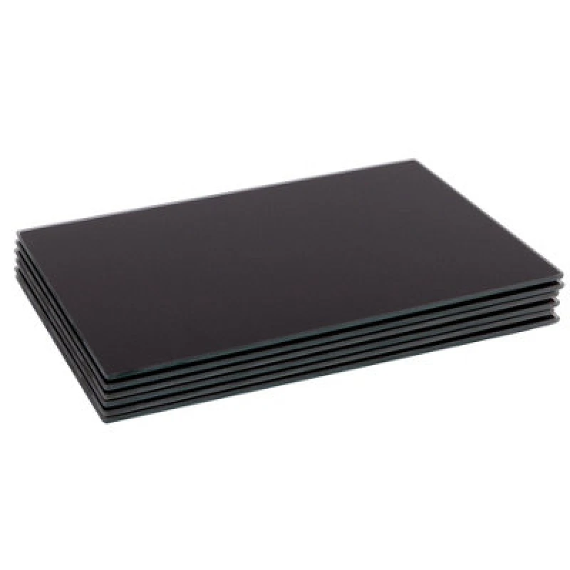 Image of Harbour Housewares 6X Glass Placemats - 40 X 30Cm - Black - Dining Table Place Mats Tabletop Protector For Kitchen Worktops