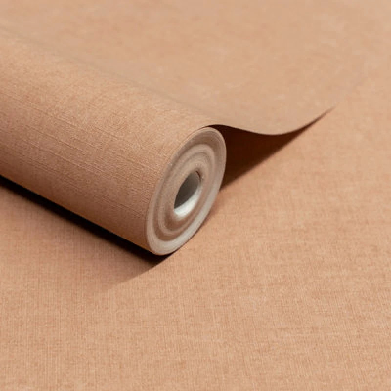 Image of Grandeco Solena Brushed Check Weave Hessian Textured Plain Wallpaper, Terracotta