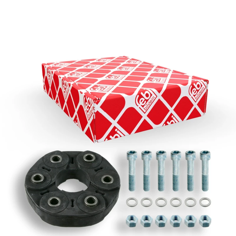Image of FEBI BILSTEIN 19111 Drive Shaft Coupler with washers, with nuts, Front and Rear, Bolt Hole Circle Ø: 100mm, OE Turbo NEW Joint,propeller shaft (1427)