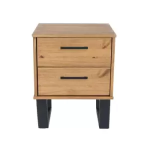 image of 2 Drawer Bedside Cabinet Antique Waxed Pine