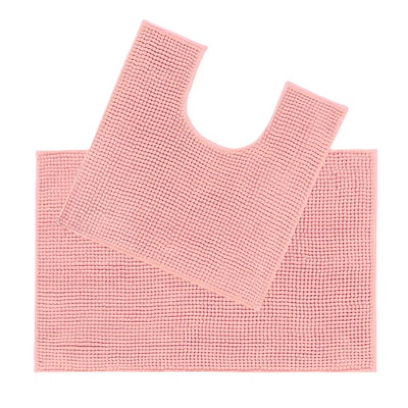 Image of Allure Bath Fashions Supersoft Chenille Bobble Two Piece Bath & Pedestal Mat Set - Blush