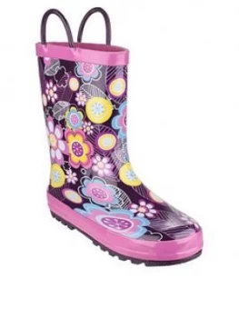 image of Cotswold Girls Flower Wellington Boots