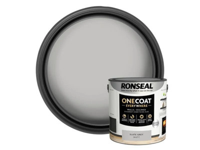 Image of Ronseal One Coat Everywhere Multi Surface Matt Paint Slate Grey - 2.5L Grey