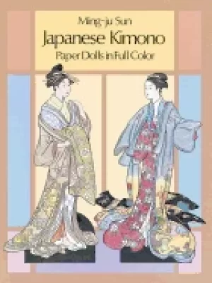 Image of japanese kimono paper dolls in full color