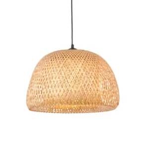 image of Bali Single Pendant Ceiling Lamp, Natural Bamboo, White, Matt Black