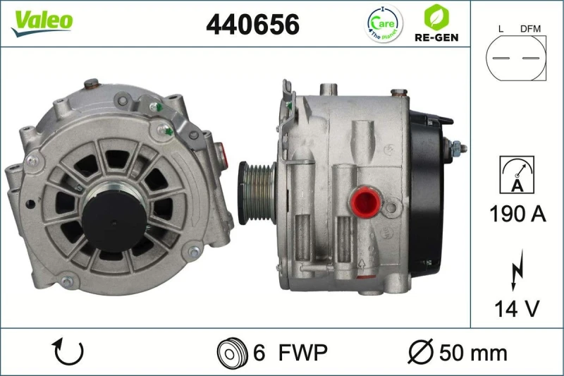 Image of VALEO 440656 Generator VALEO RE-GEN REMANUFACTURED Alternator Charging Current: 190A, Voltage: 14V Alternator (4)