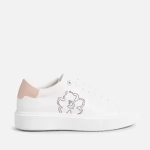 Image of Ted Baker Womens Loulay Leather Flatform Trainers - White/Pink - UK 3