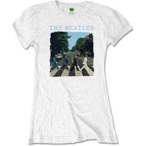 Image of The Beatles - Abbey Road & Logo Ladies XX-Large T-Shirt - White