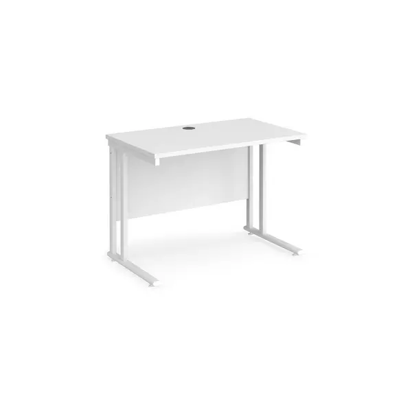 image of Maestro 25 Straight Desk White Frame and White Table Top - 1000mm