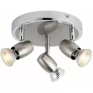 image of Loops - LED Adjustable Ceiling Spotlight Brushed Chrome Triple GU10 Dimmable Downlight