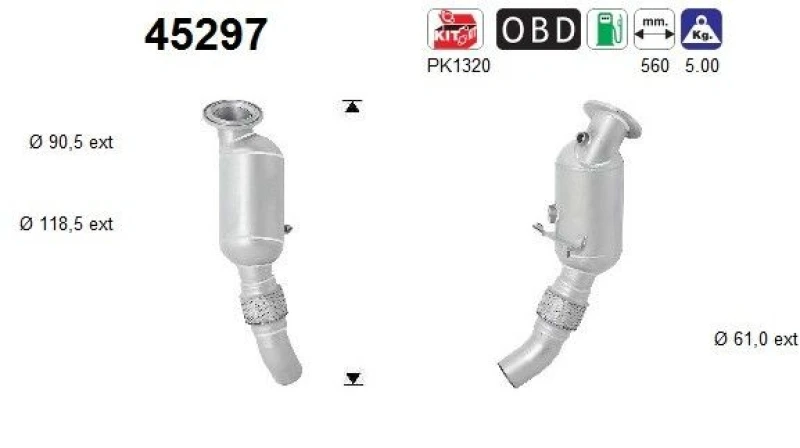 Image of AS Catalytic converter AS 45297